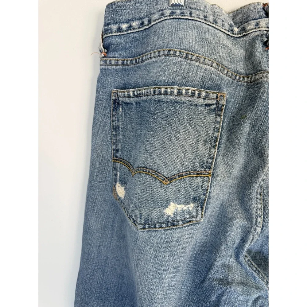 American Eagle Outfitters Men's 34x30 Blue‎ Distressed Straight Leg Denim Jeans